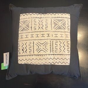 Authentic, handmade, black & cream Mudcloth pillow.